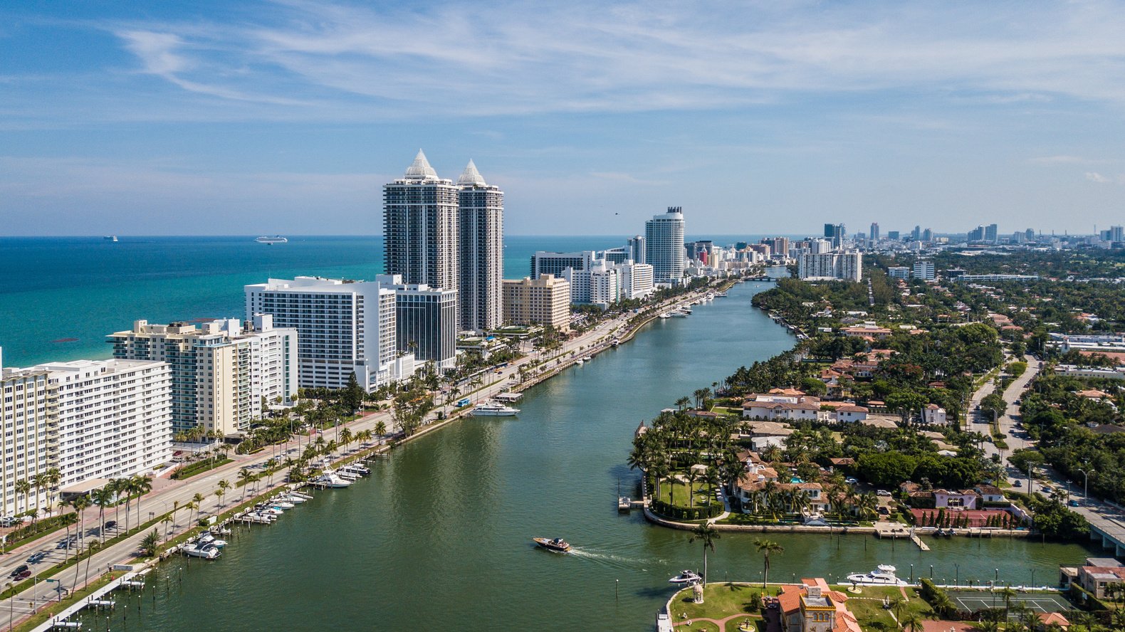 Miami Beach Intracoastal Aerial South View